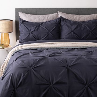 Picture of Pintuck Duvet Cover Set 3pc - Grey  - Queen