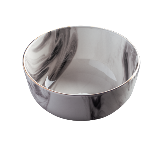 Picture of (6) Gold Rimmed Marble Soup/Dessert Bowls - 14 cm