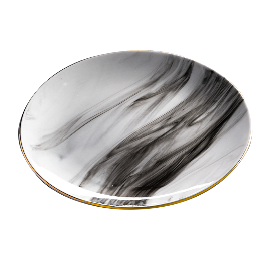 Picture of (6) Gold Rimmed Marble Bread Plates - 19cm